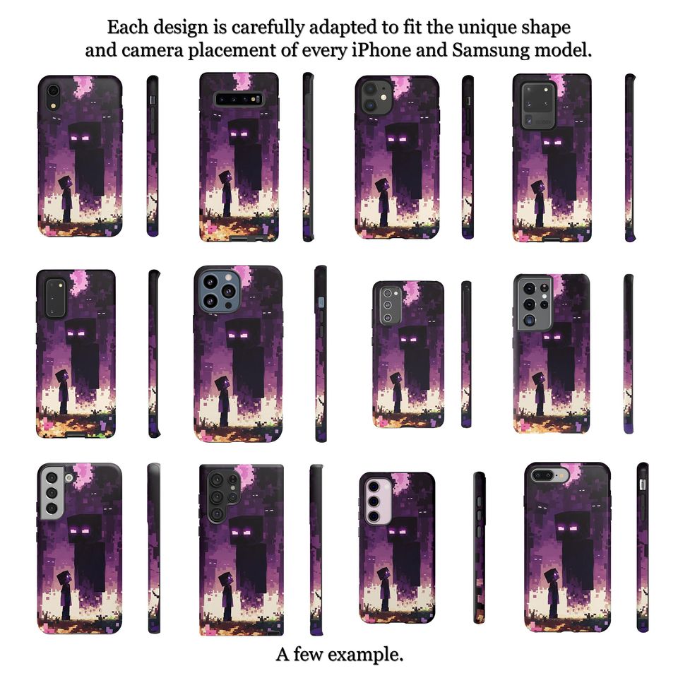 Enderman Pixel Art iPhone Flexi Case for Minecraft Game Fans