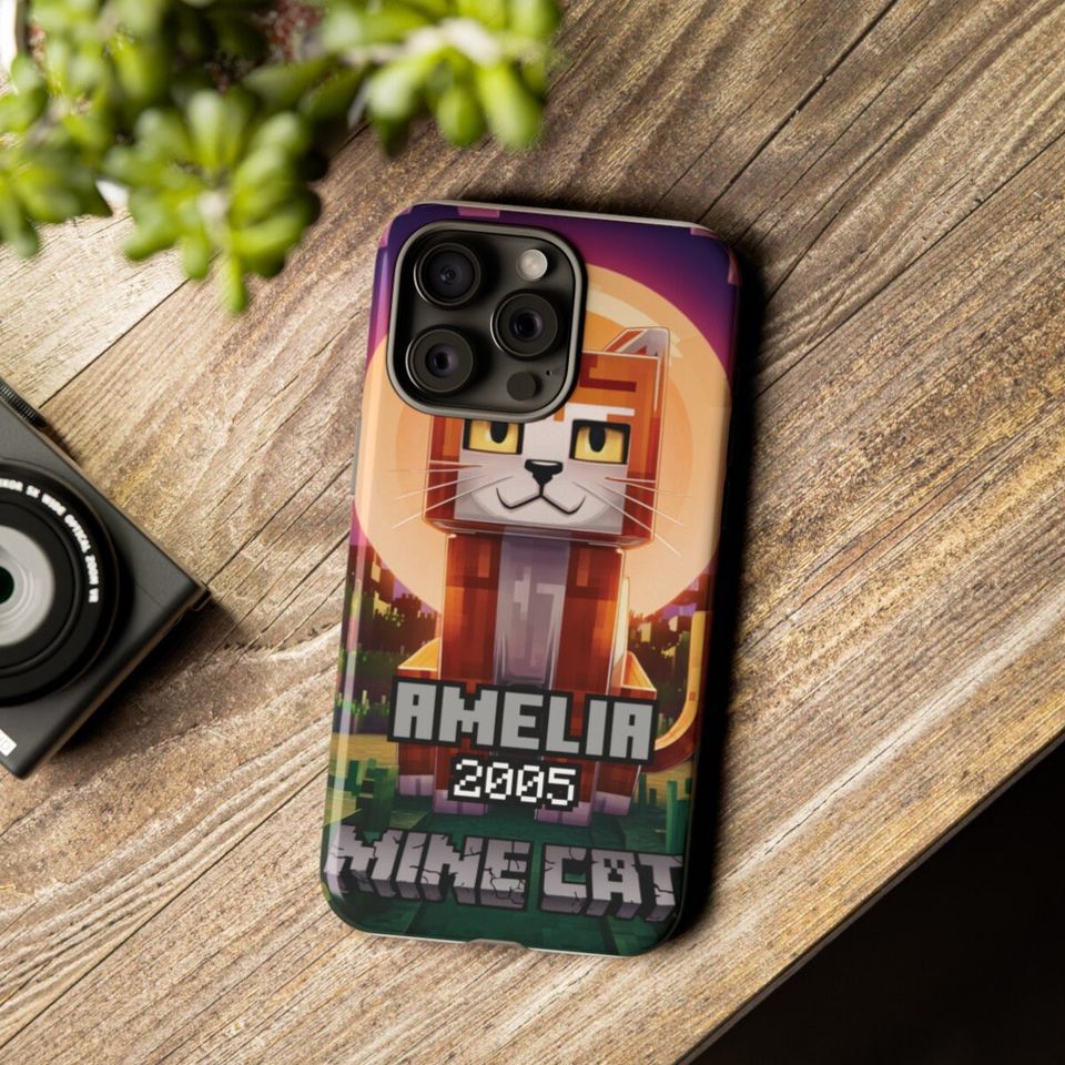 Custom Name and Date iPhone Flexi Case with Minecraft Style for iPhone