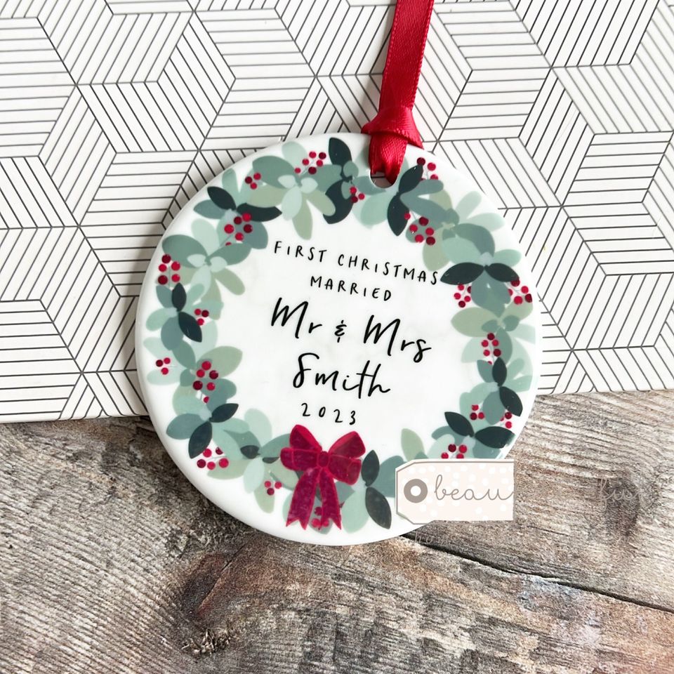 Personalised First Christmas Married Gift Wedding gift Mr Mrs