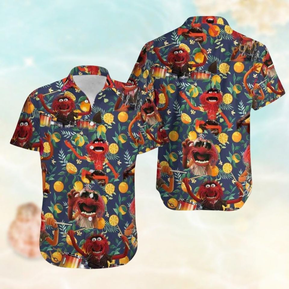 The Muppets Button Shirt, Muppet Show Hawaiian Shirt, Disneyland Vacation Shirt, K the frog Aloha Shirt Men, Funny Beach Shirt