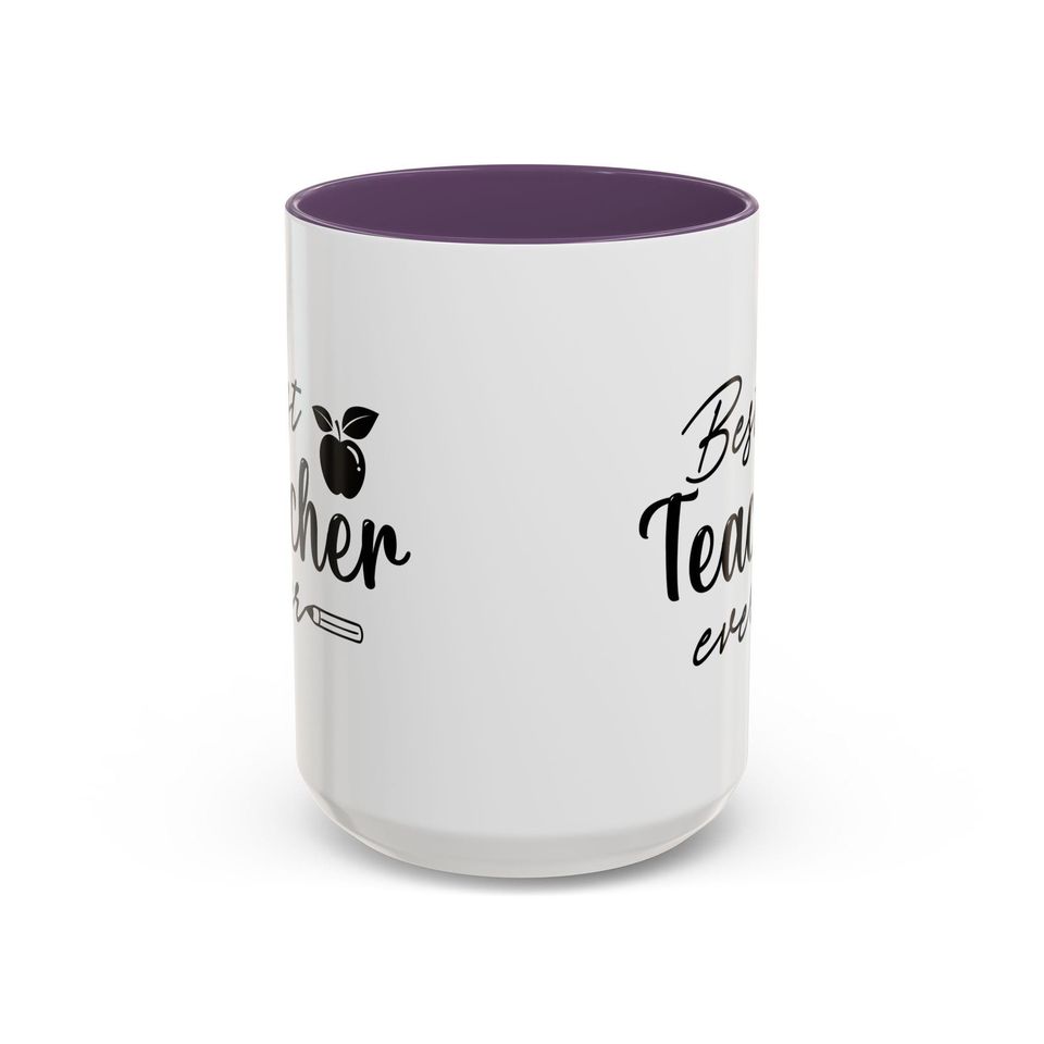 Best Teacher Ever Accent Coffee Mug - Perfect Gift for Educators, Teacher Appreciation, School, Coffee Lover, Classroom Decor