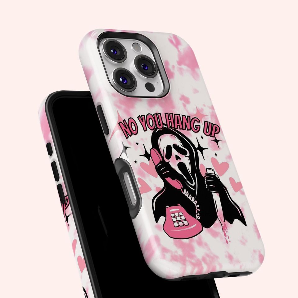 Halloween Ghost Phone Case, Girly Scream Skeleton Skull Pattern Print Cover