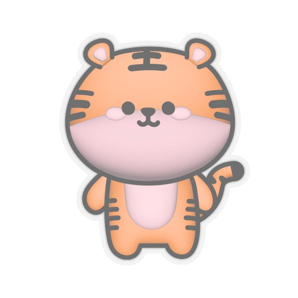 Cute Tiger Kiss-Cut Stickers - Fun Animal Decals for Laptops, Water Bottles