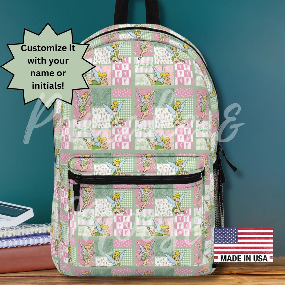 Vintage Fairy Patchwork Backpack - Pink & Green Retro Tinker Style School Bag