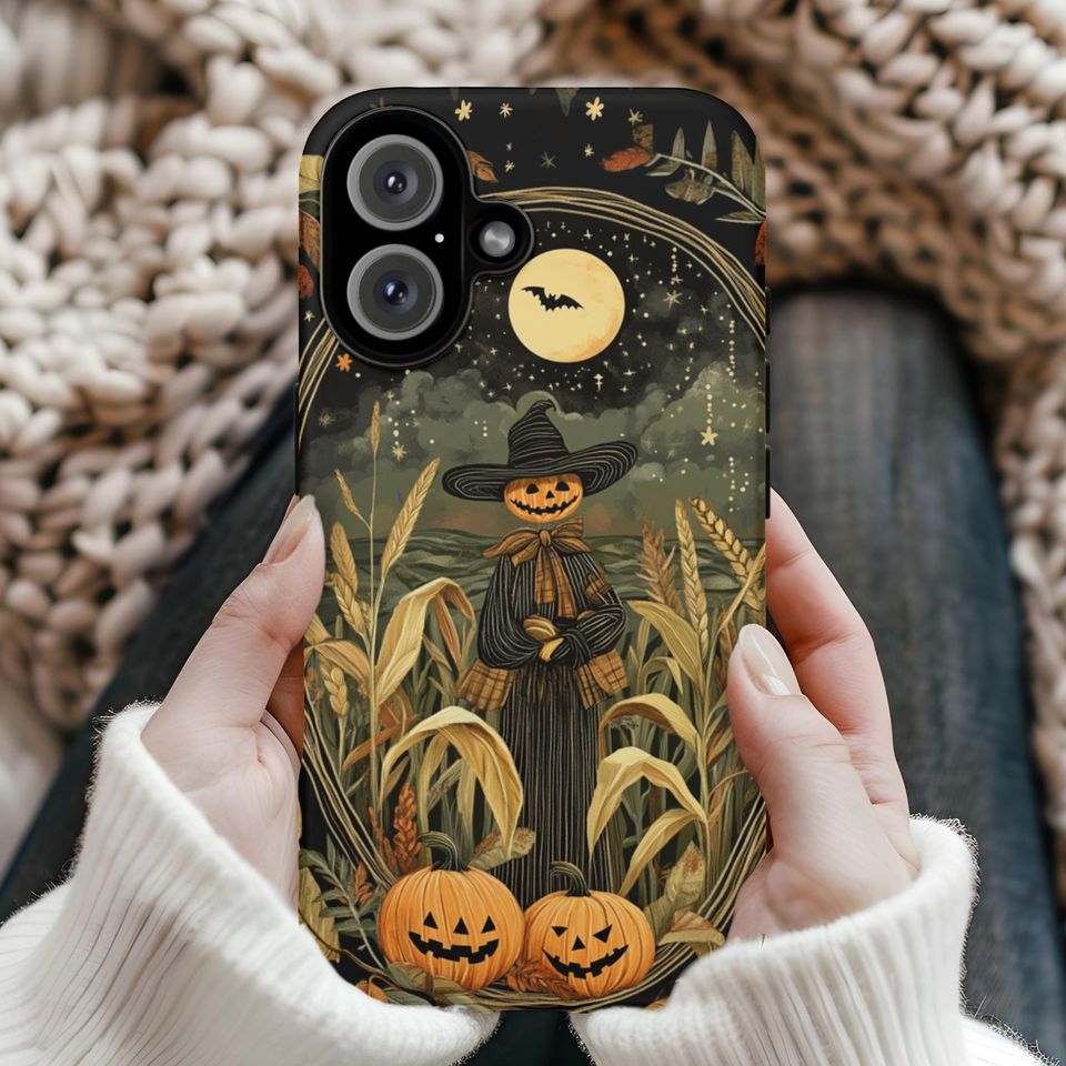 Halloween Phone Case iPhone,Pumpkin Scarecrow Fall Aesthetic Case