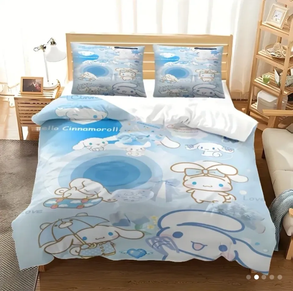 Cinnamoroll Bedding Set Blue Sanrio Full Duvet Cover & Pillowcases
