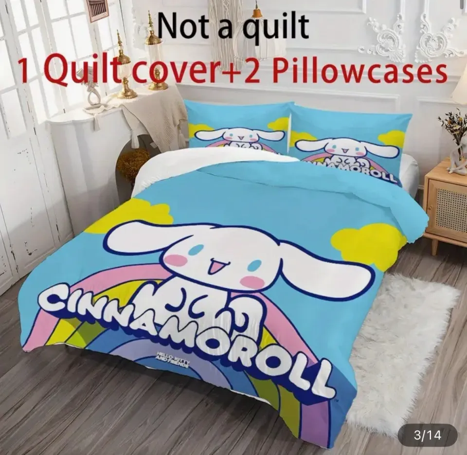 Cinnamoroll Blue Bedding Set Twin Duvet Cover Pillowcases Sanrio