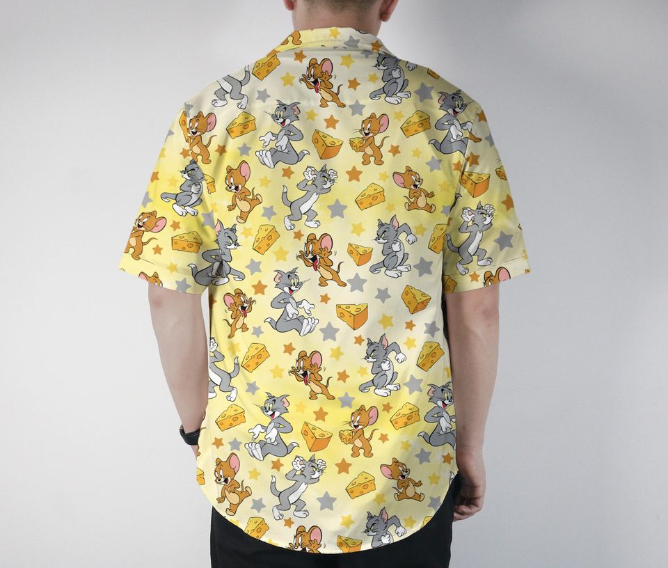 Tom And Jerry Hawaiian Shirt Tropical Button Up Shirt Summer Aloha Hawaii Shirt Summer Beach Short Funny Tom Shirt Gifts
