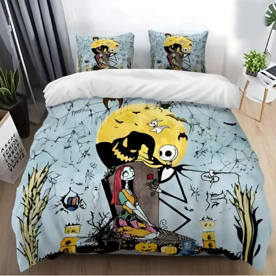 Nightmare Before Christmas Jack & Sally Spooky Halloween Bedding Set