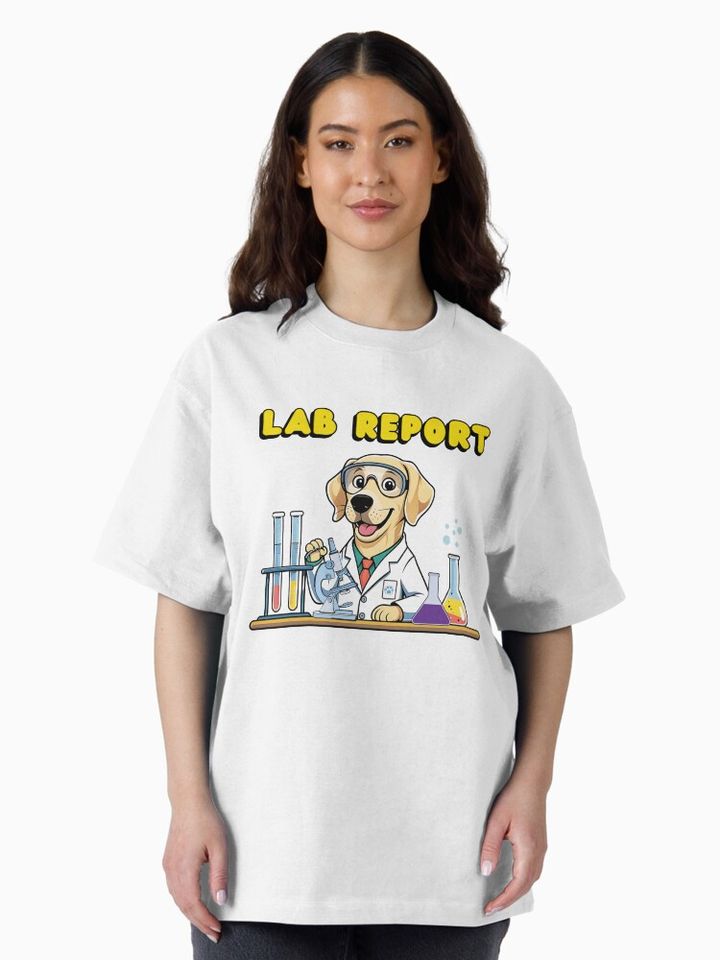 Labrador Chemist at Work Cute Dog Scientist Oversized T-Shirt