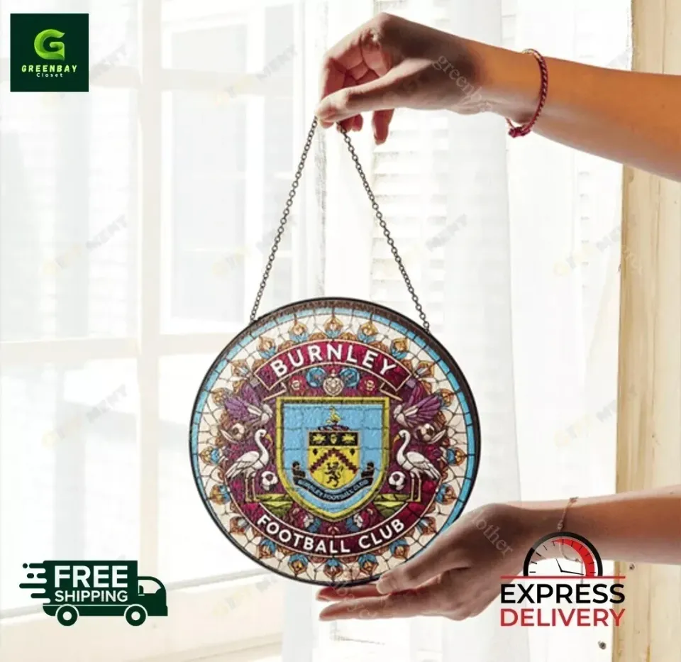 Burnley Football Team Stained Glass Suncatcher Window Hanging Decor
