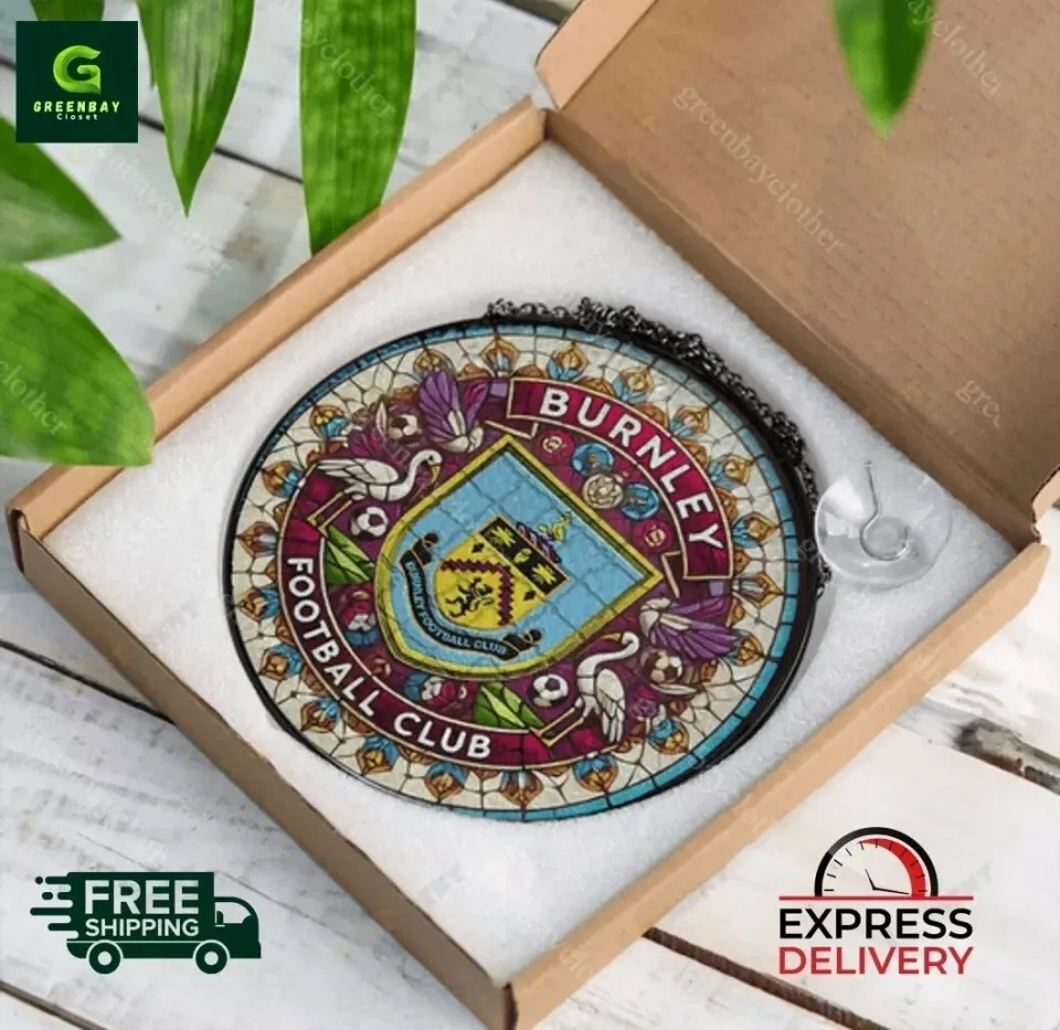 Burnley Football Team Stained Glass Suncatcher Window Hanging Decor