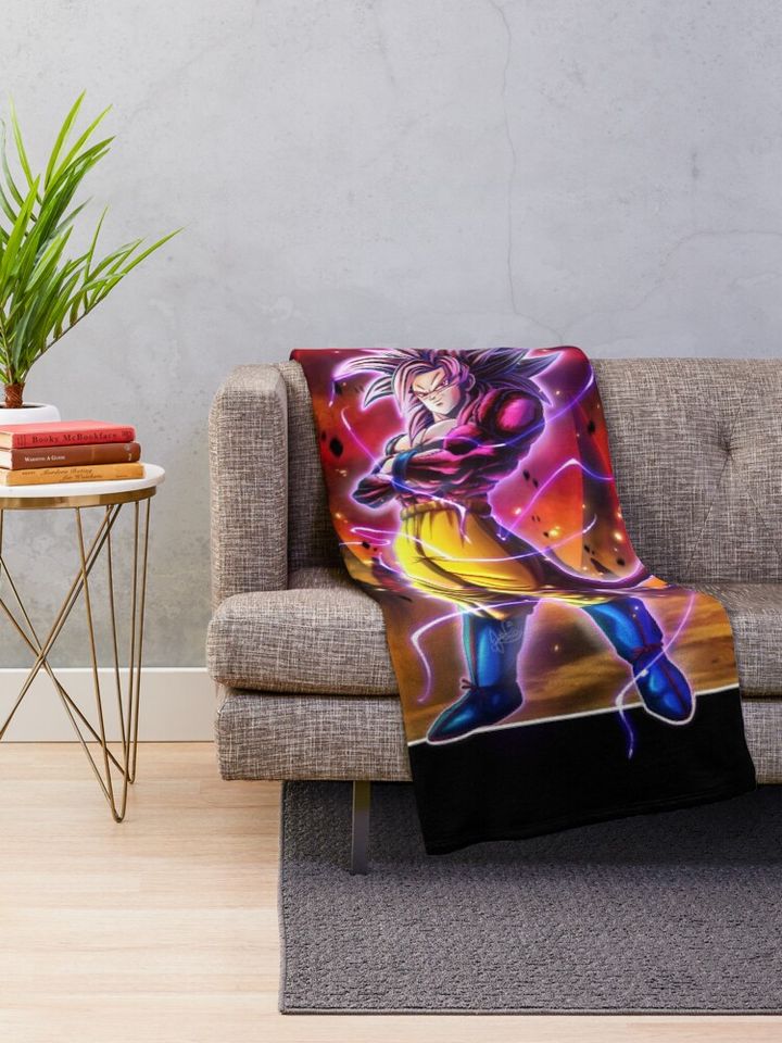 Son Goku SSJ4 Throw Blanket, Gift for Fan, for All Age