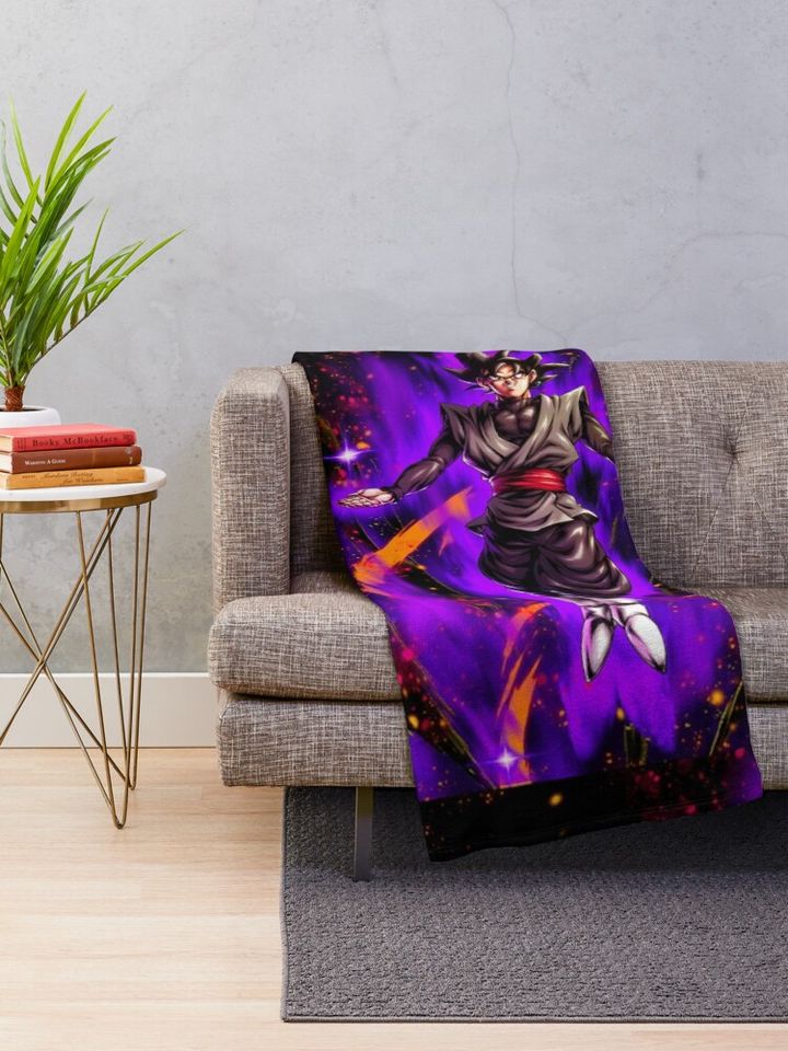 Goku Black Pose Throw Blanket, Gift for Fan, for All Age