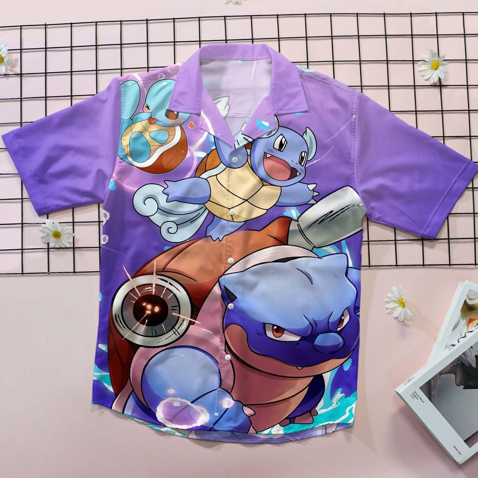 Blastoise Hawaiian Shirt, Squirtle Shirts, Funny Beach Outfit