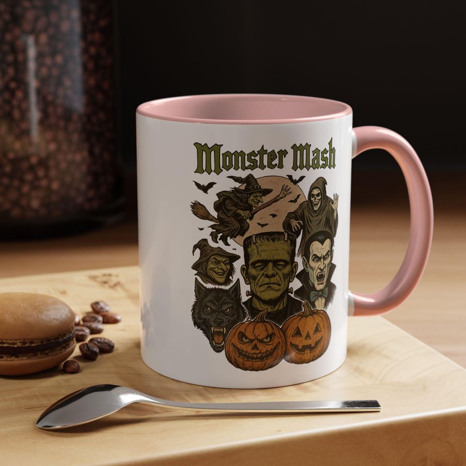 Monster Mash Retro Halloween Mug, Retro Witch, Monsters For Halloween, Spooky Mug