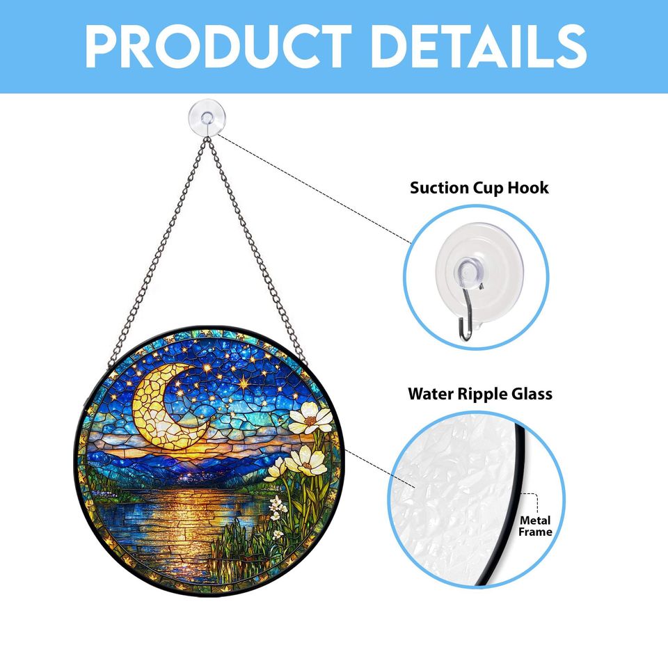 Haunted Night PKM Glass Suncatcher, Legendary Ghost Window Art