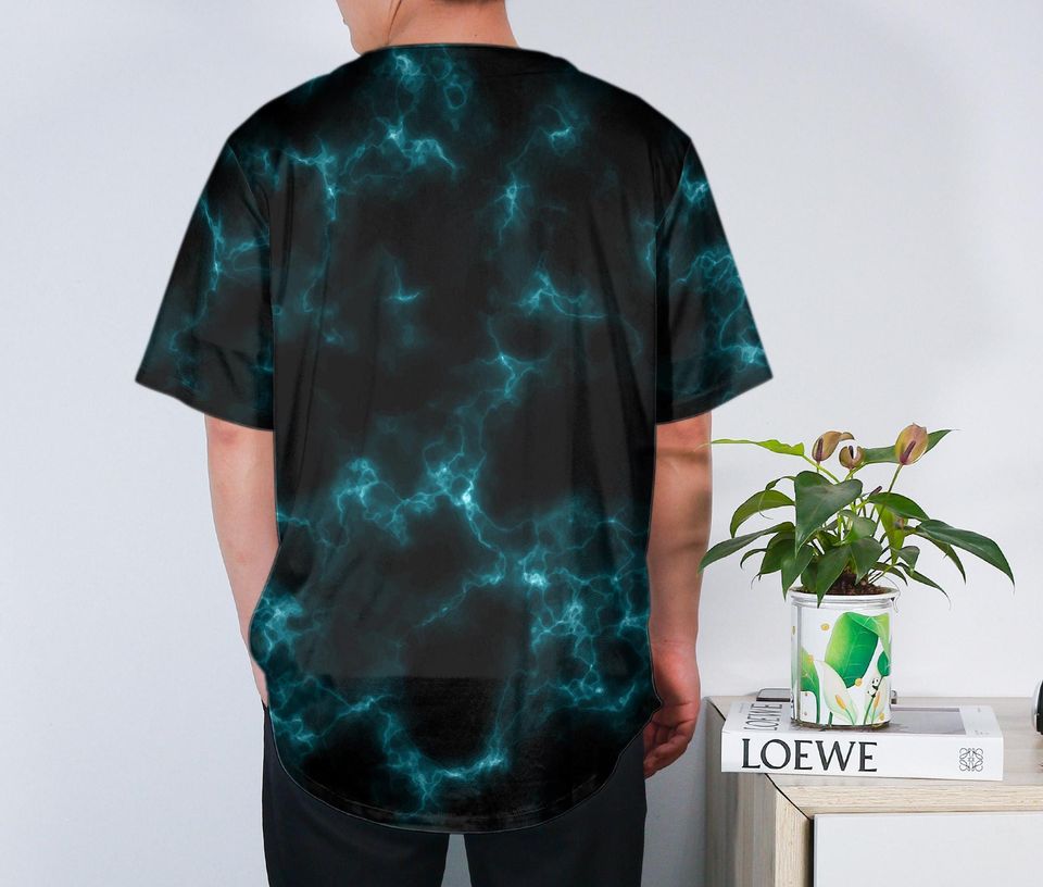 Gengar Baseball Jersey Anime Ghost Button-Up Spooky Gift Purple Shadow