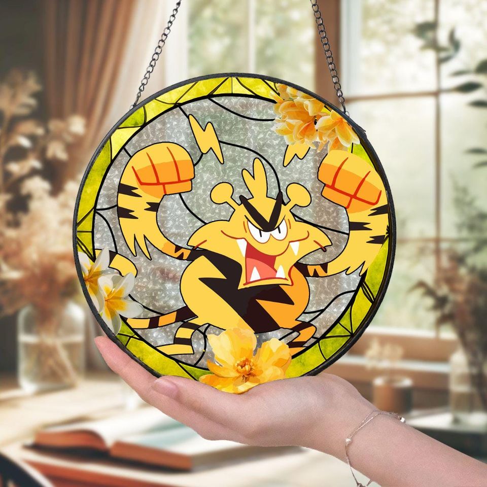 Lightning PKM Glass Suncatcher, Gift for Collectors