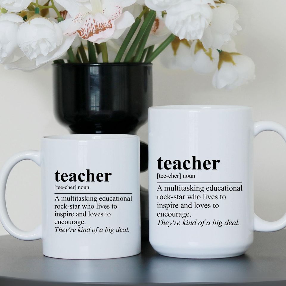 Teacher Definition Coffee Mug  Funny Educator Gift, Multitasking Rockstar Quote Mug for Teachers, Back to School or Teacher Appreciation