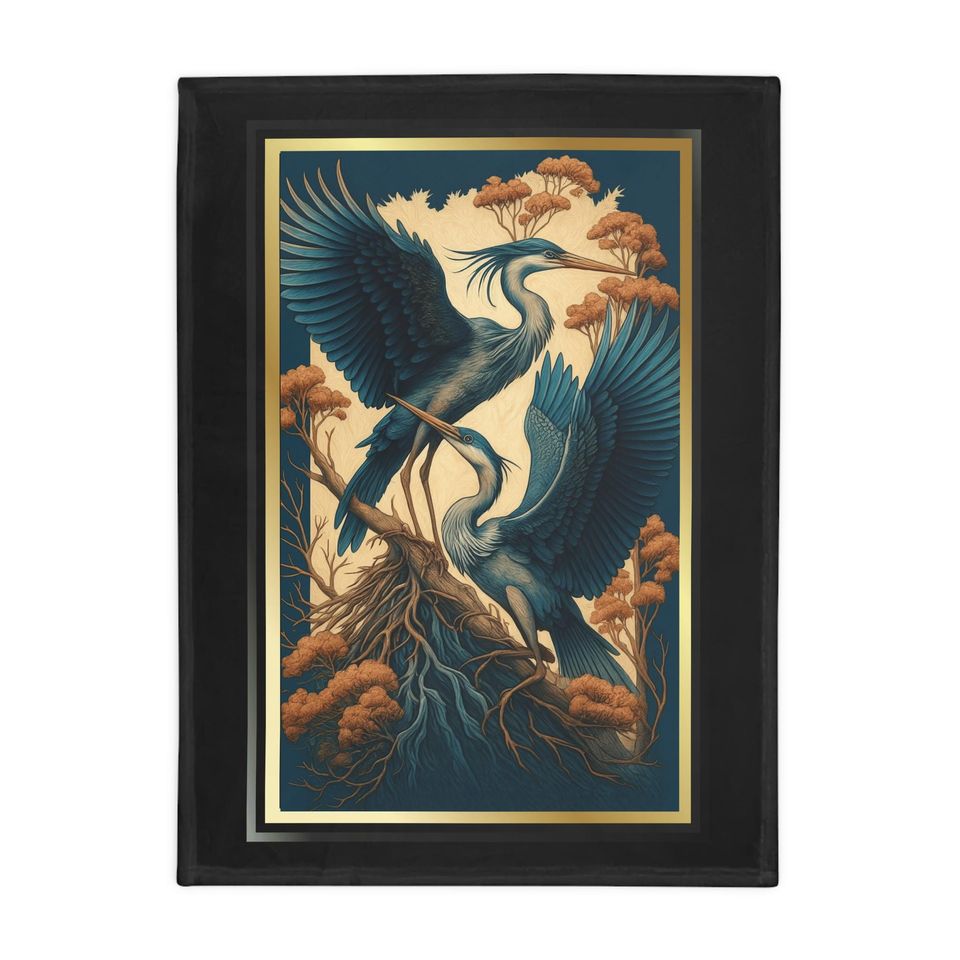 Elegant Heron Plush Fleece Blanket