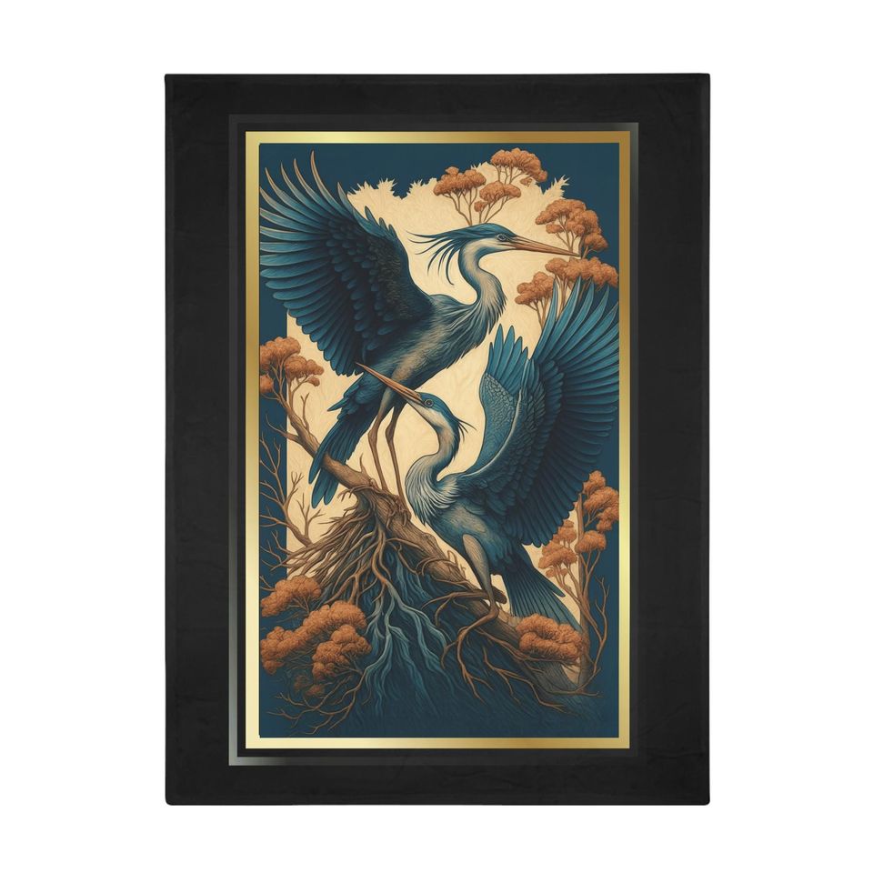 Elegant Heron Plush Fleece Blanket