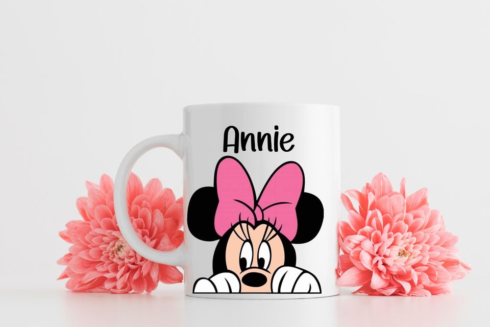 Personalized Minnie Mug, Minnie Mickey mug with pre-name, personalized ceramic mugs