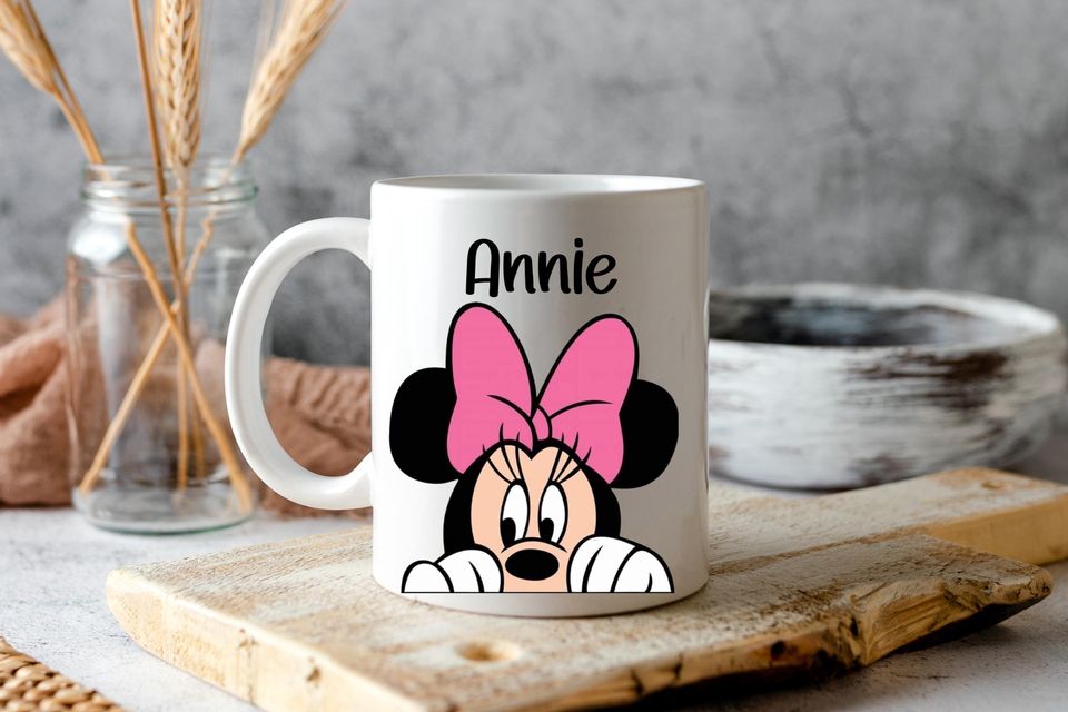 Personalized Minnie Mug, Minnie Mickey mug with pre-name, personalized ceramic mugs