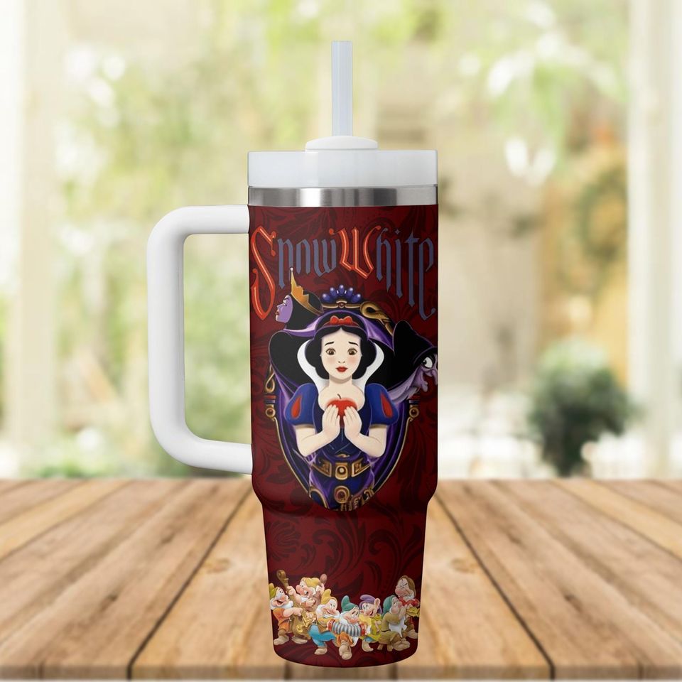 Snow White Disney Tumbler, 7 Dwarfs, Custom Name, Princess Gift