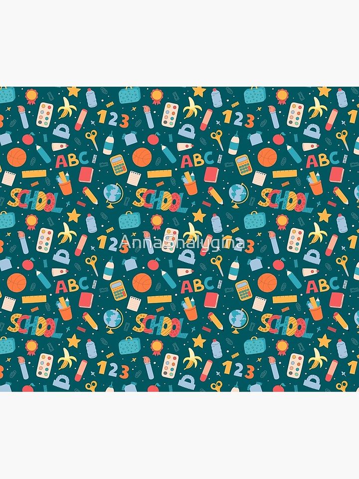 School Supplies Pattern Throw Blanket