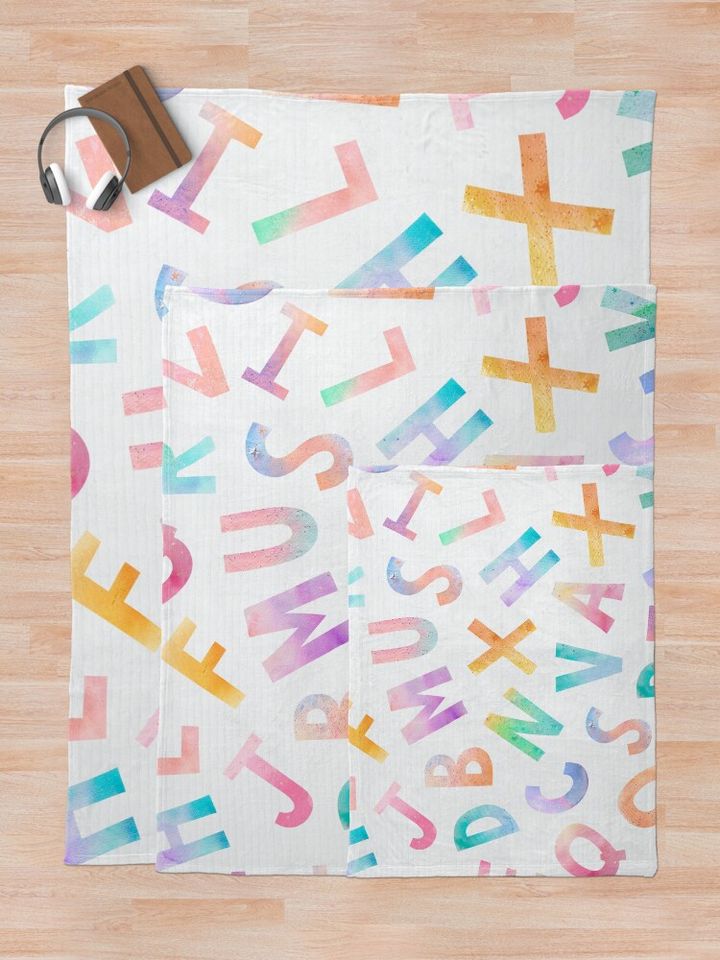Pastel Alphabet Throw Blanket