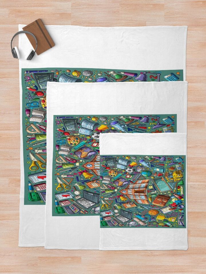 Funny Back to school doodle set design Throw Blanket
