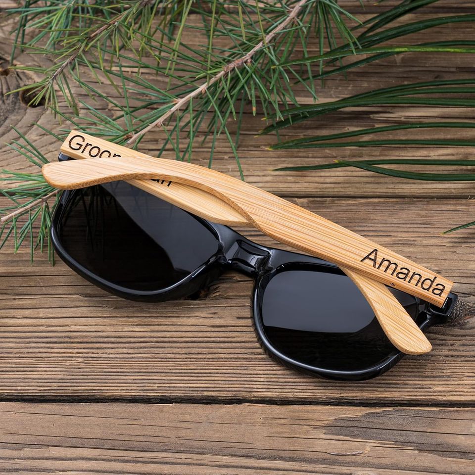 Personalized Bamboo Sunglasses For Men,Wood Sunglasses with Glasses Case