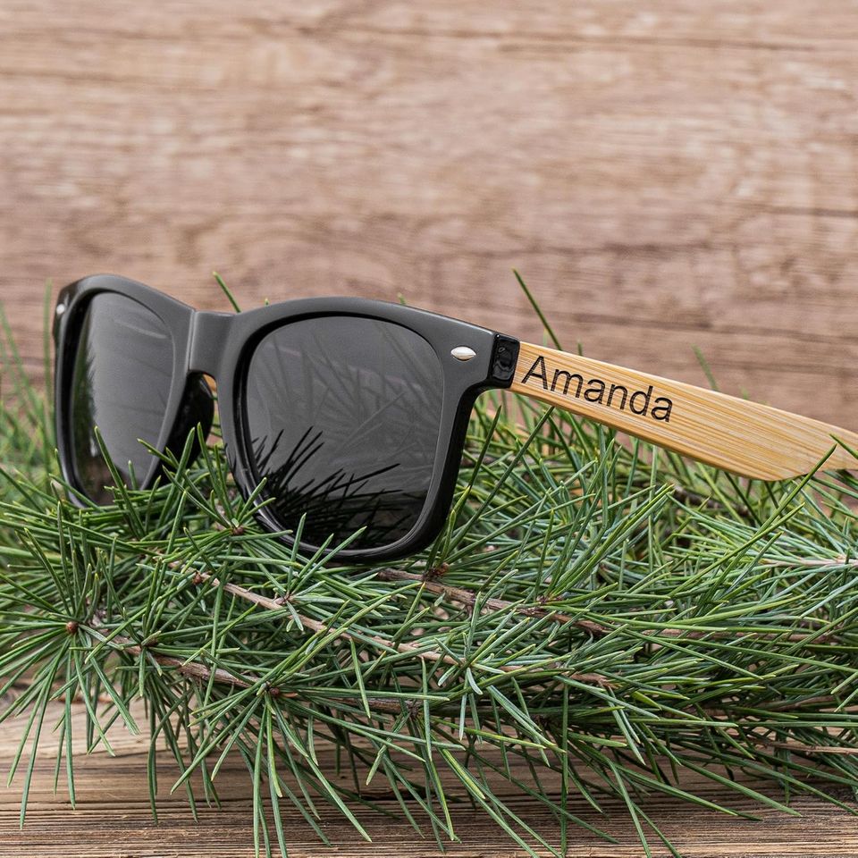 Personalized Bamboo Sunglasses For Men,Wood Sunglasses with Glasses Case