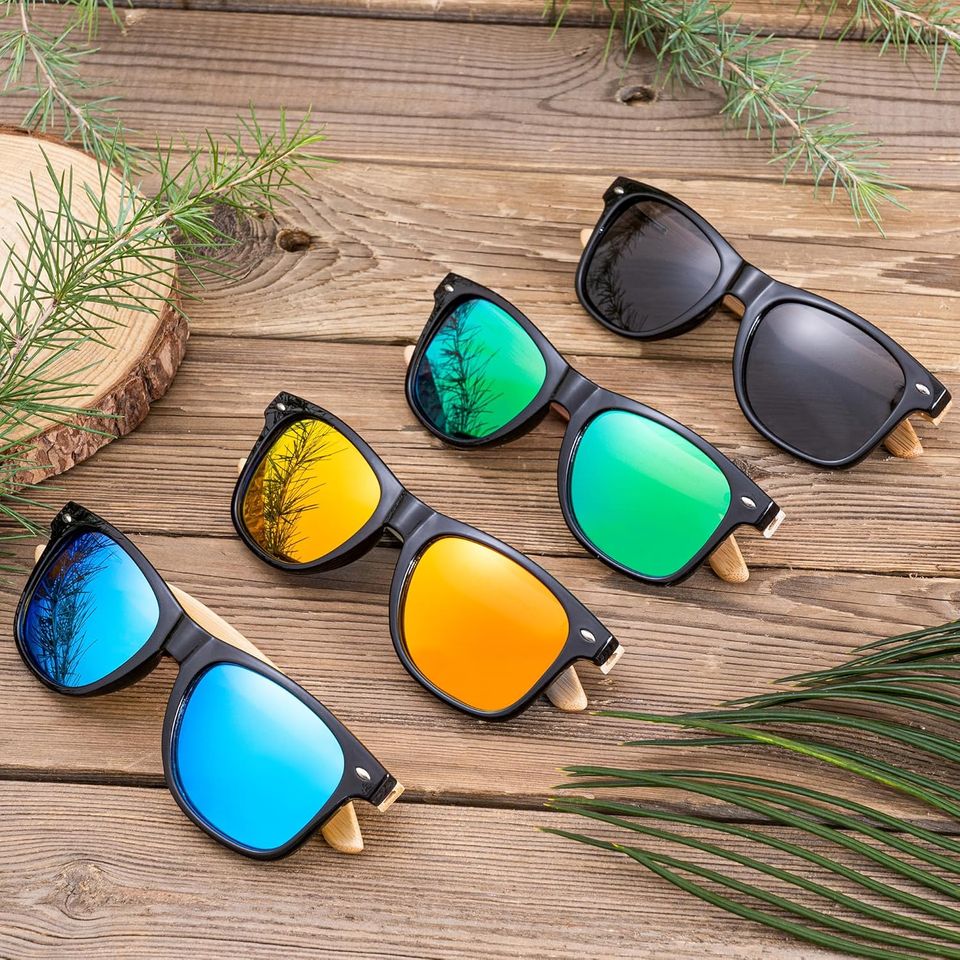 Personalized Bamboo Sunglasses For Men,Wood Sunglasses with Glasses Case