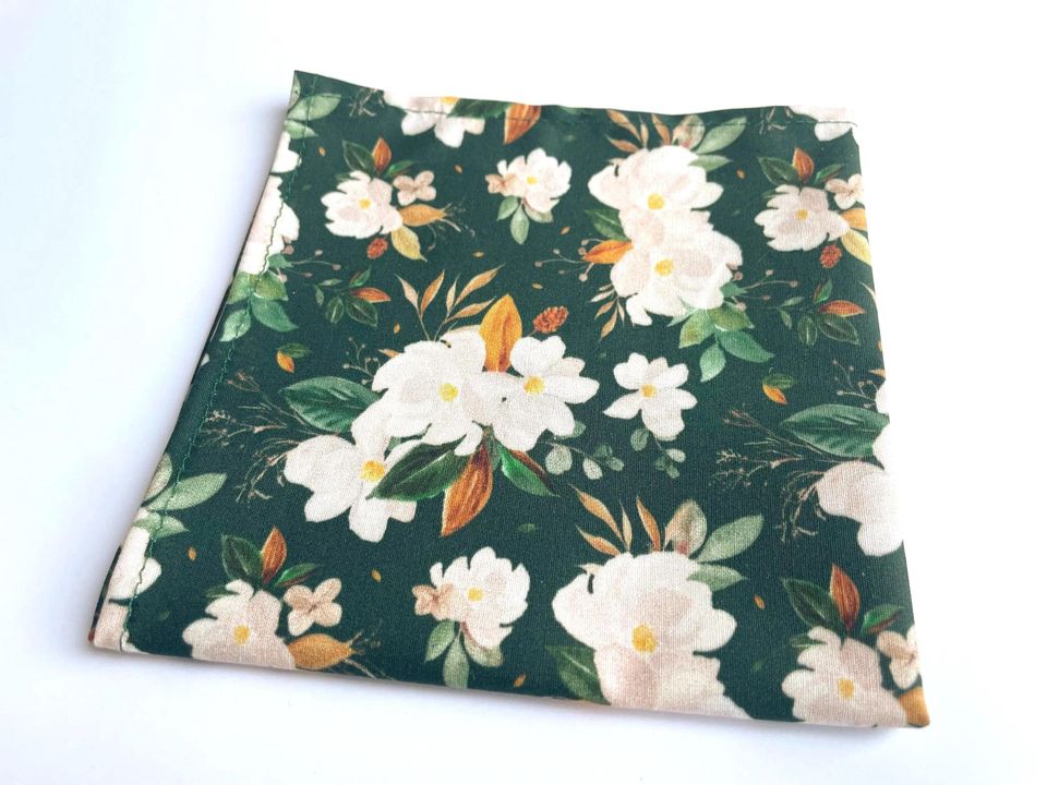 Emerald green floral neck tie, floral green wedding long tie for men and boys