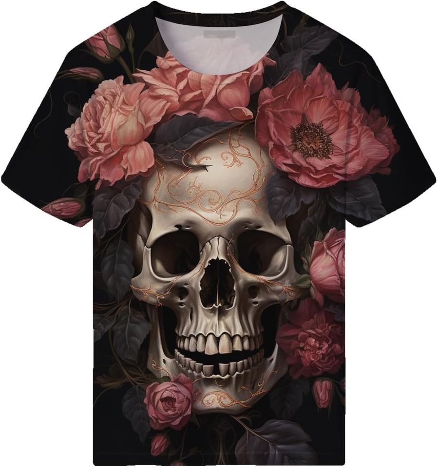 Skull Graphic T-Shirts for Men Novelty 3D Print Skeleton Tee Shirts