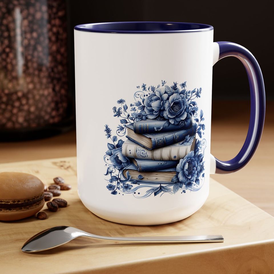 Books mug, Two-Tone Coffee Mugs