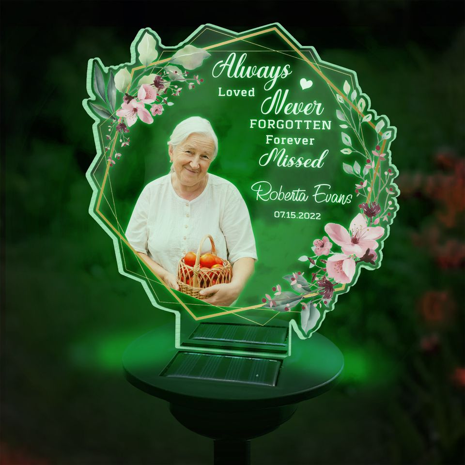 Always Loved Never Forgotten - Personalized Garden Solar Light, Sympathy Gifts For Loss Of Loved One, In Loving Memory, Memorial Gift