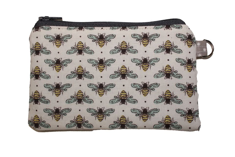 Blue Bees on Cream Coin Purse