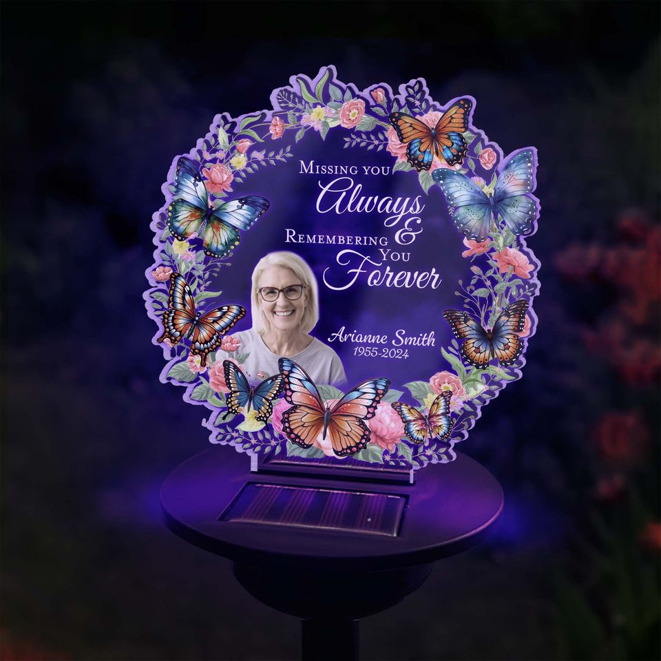 Missing You Always & Remembering You Forever Personalized Solar Light, Memorial Gift, Sympathy Gifts For Loss Of Loved One, In Loving Memory