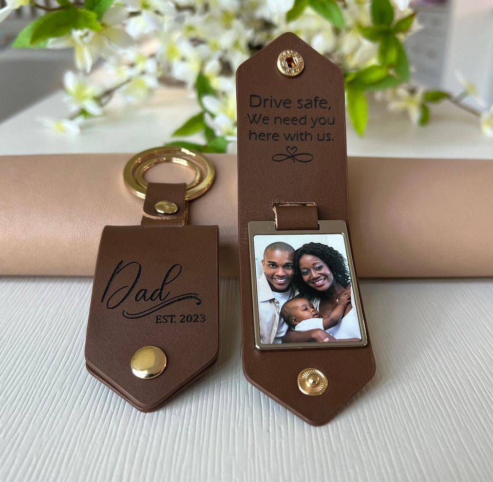 Man accessory - Personalized Leather Keychain With Photo, Gifts for Him Boyfriend