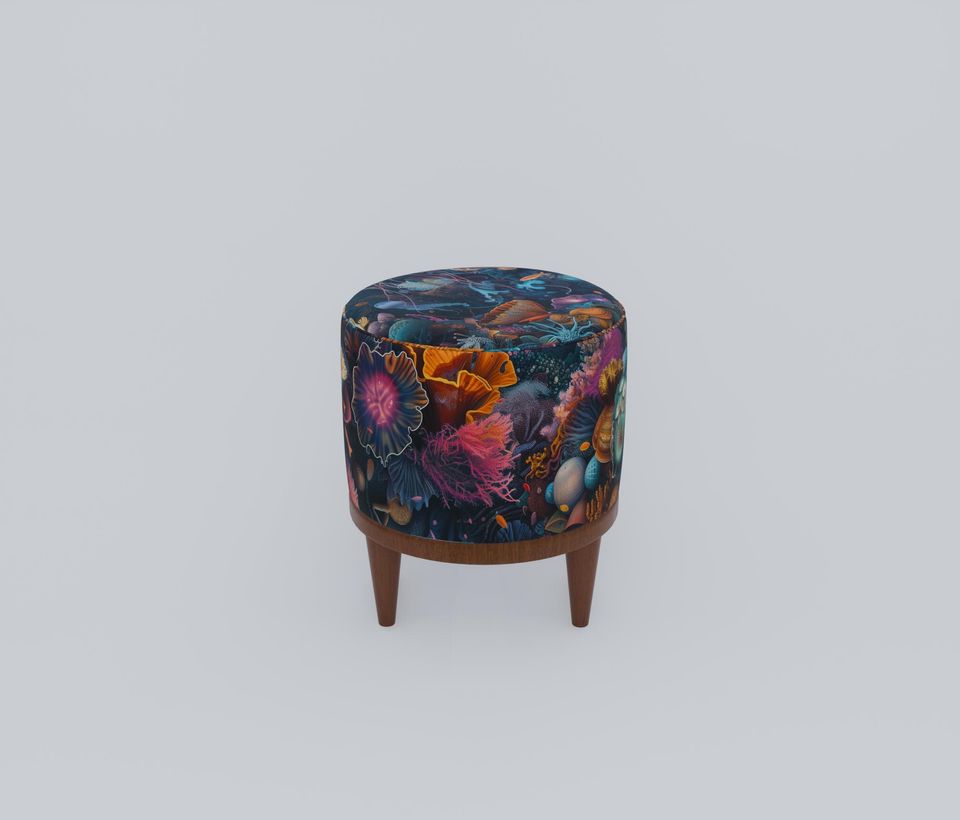 Ocean Theme Pouf - Moody, Stylish, Functional Footstool