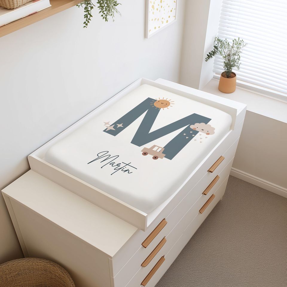 Personalized Monogram Changing Pad Cover - Custom Name Baby Shower Gift, Crib Cover for Baby