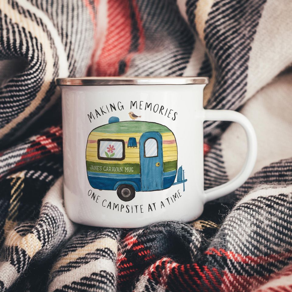 Personalised Caravan Enamel Mug