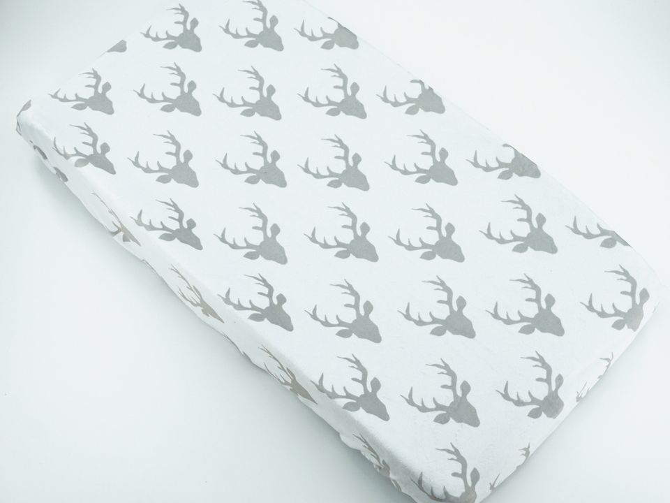Personalized Woodland Stag Head Fitted Crib Sheet, Crib Cover for Baby
