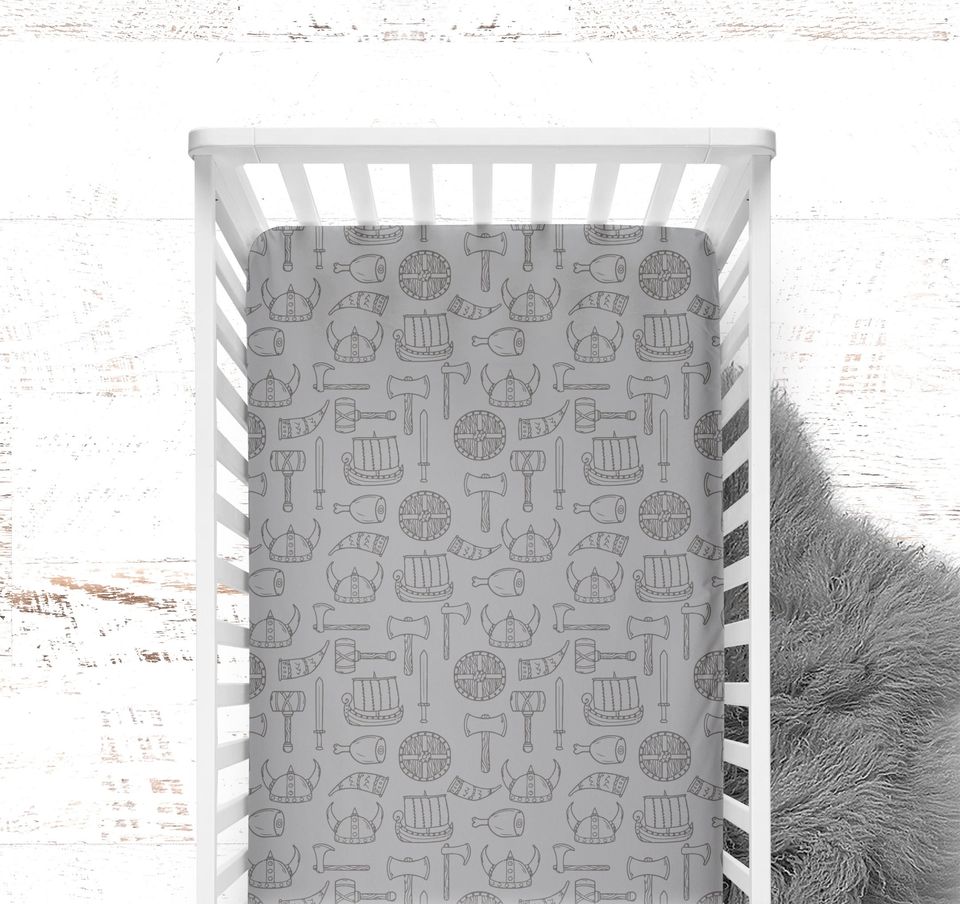Viking Crib Sheet for Boy, Crib Cover for Baby