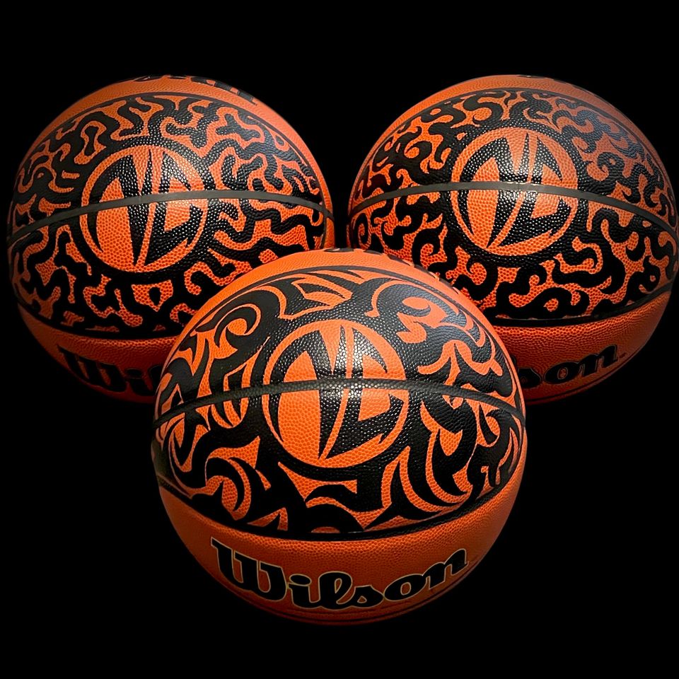 BLACK Tattoo (2 Panels) Design Customized Personalized on Basketball