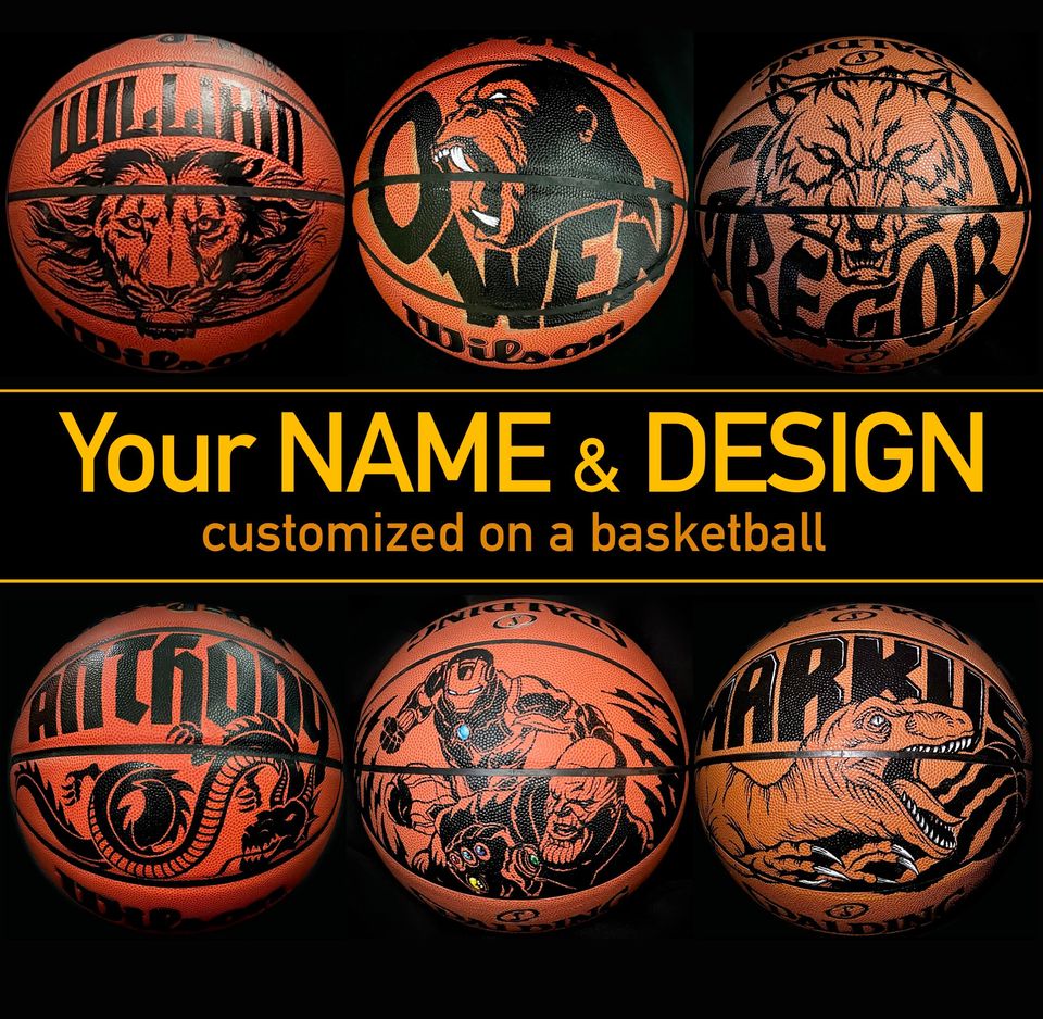 BLACK Tattoo (2 Panels) Design Customized Personalized on Basketball