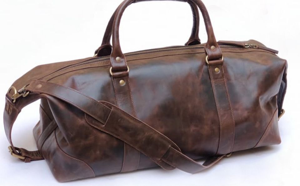 Men's Leather Duffel Bag - Weekend & Travel Gift for Dad